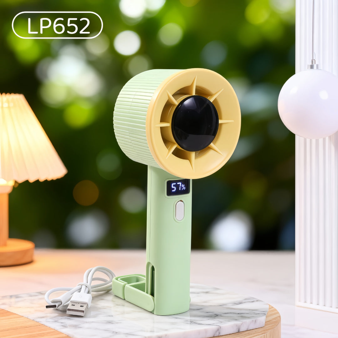 Women's portable table fan with LCD display and USB charging function Bowlift