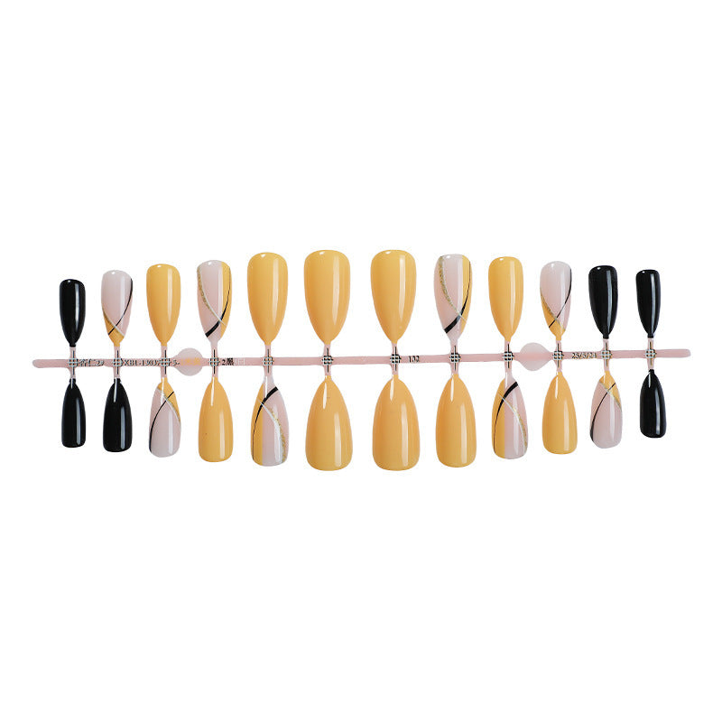 Acrylic Nail Set with Creative Gradient and Elegant Lines Bowlift
