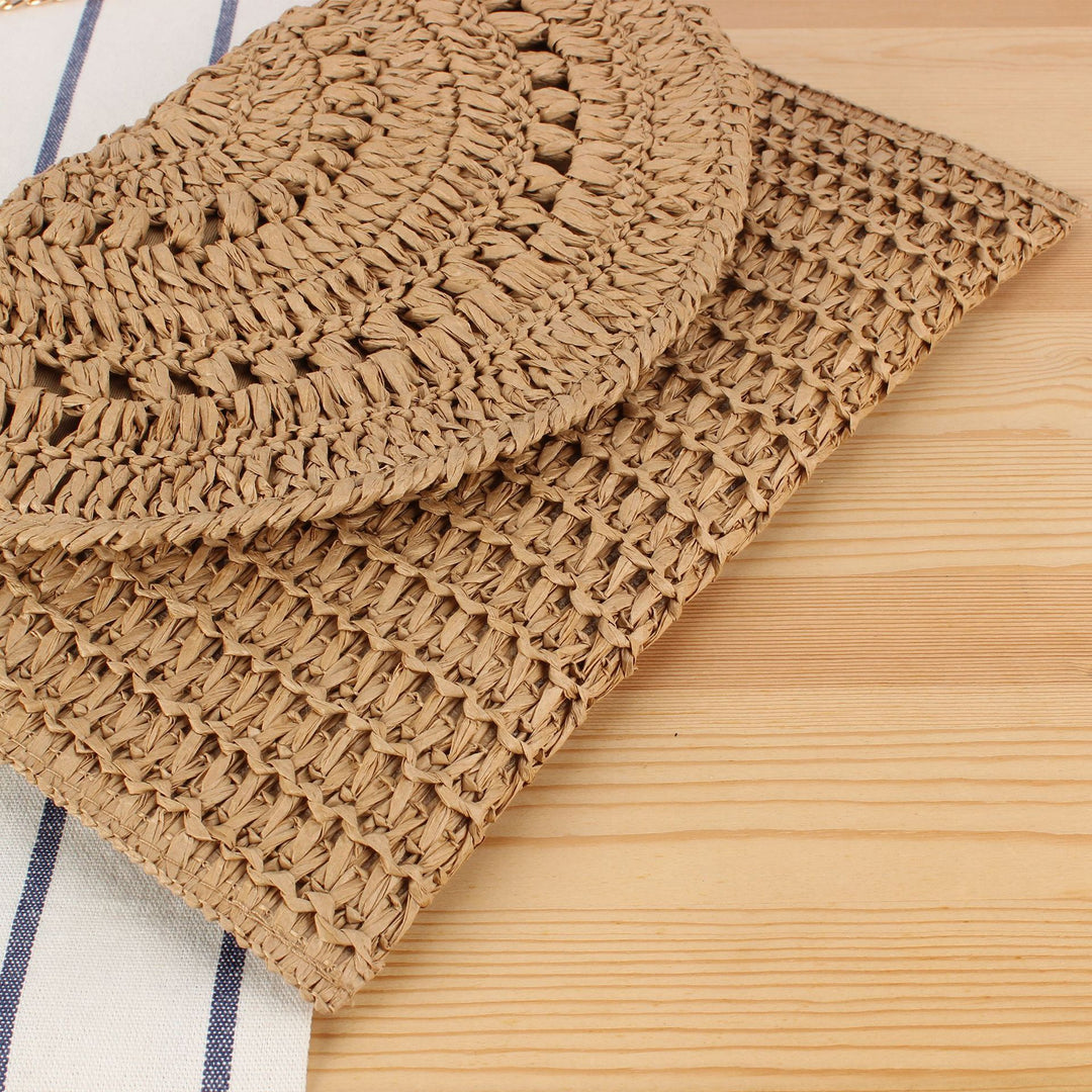 Woven Bast Handbag with Elegant Chain Decoration Bowlift