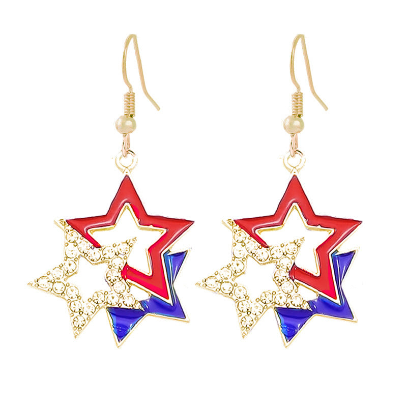 Women nan enamel horseshoe earrings with star motif and fishhook closure Bowlift