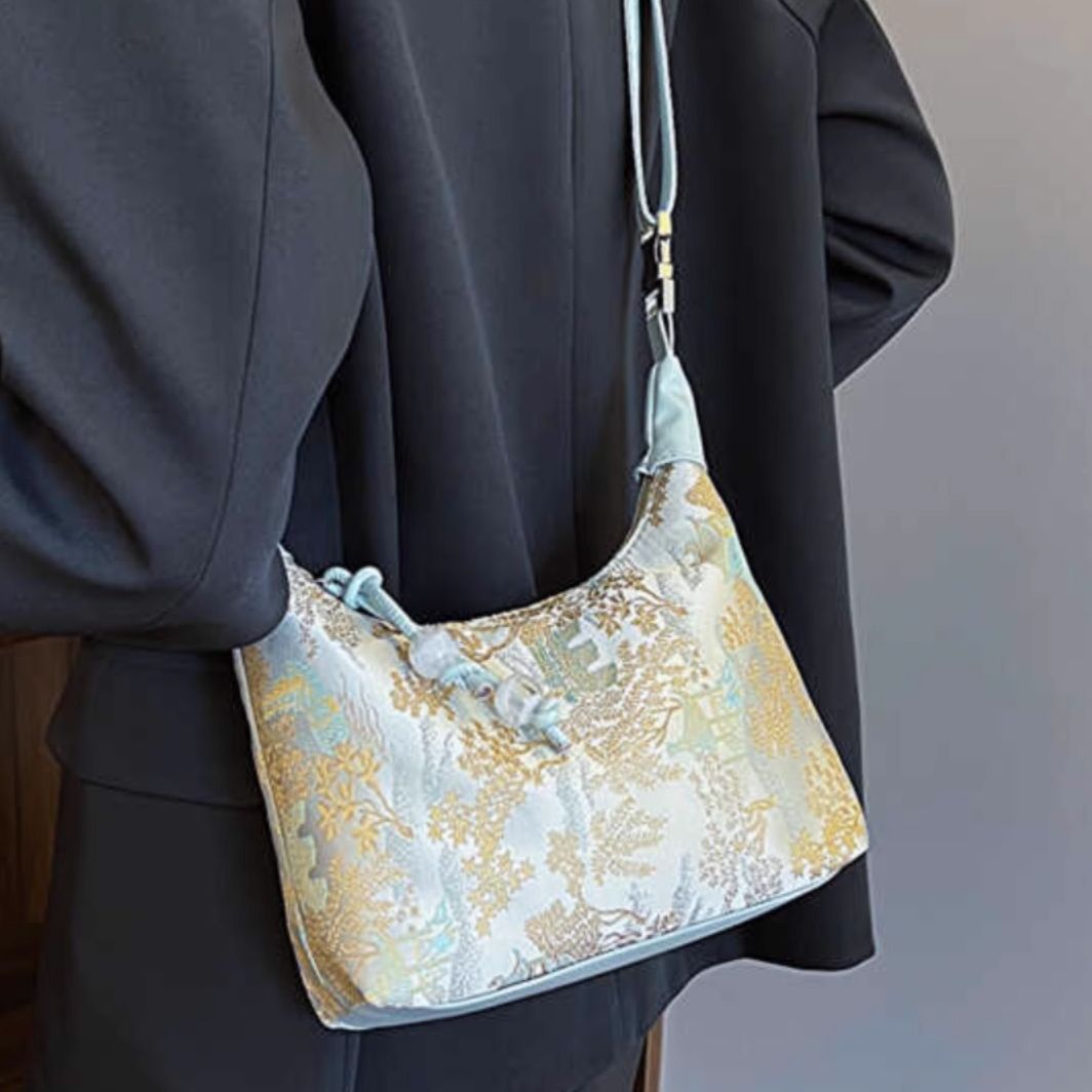 Floral-Patterned Handheld Evening Bag Bowlift