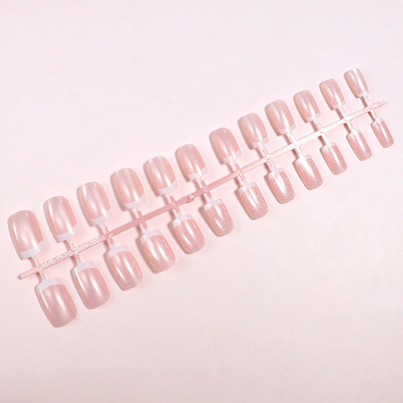 Premium Glossy French Tip Press-On Nails Bowlift