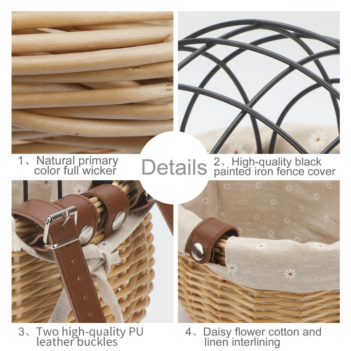 woven rattan pet carrier basket with collapsible metal dome and removable linen lining Bowlift