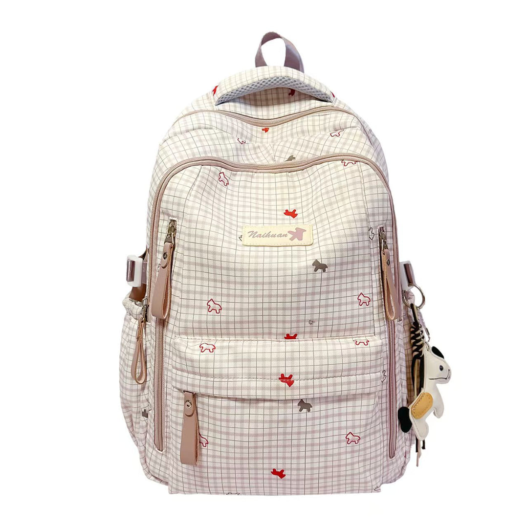 Stylish Grid Patterned Backpack Bowlift