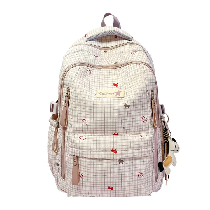 Stylish Grid Patterned Backpack Bowlift