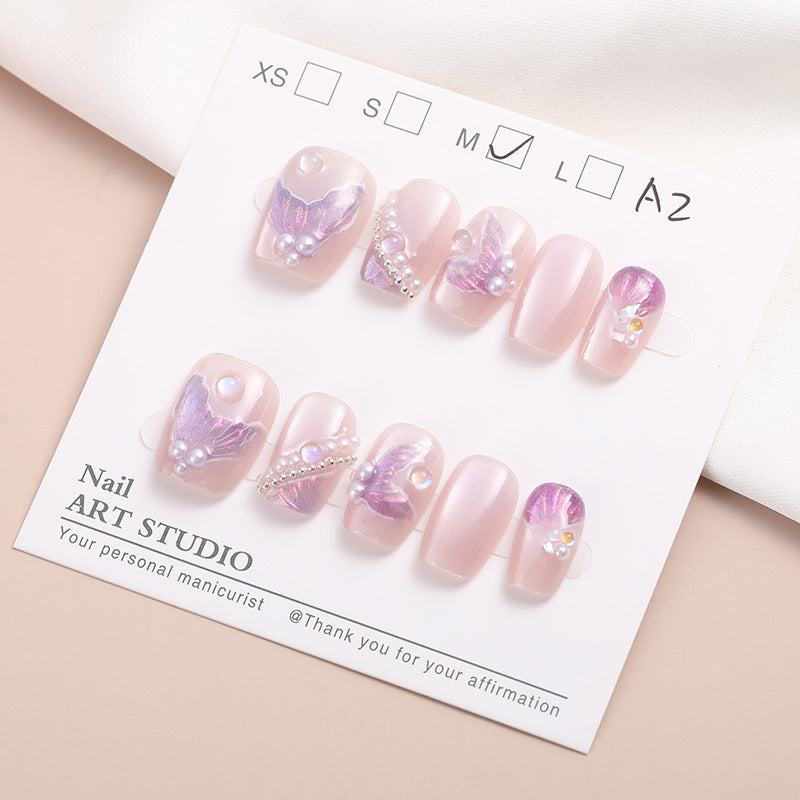 Artistic Press-On Nail Set Bowlift