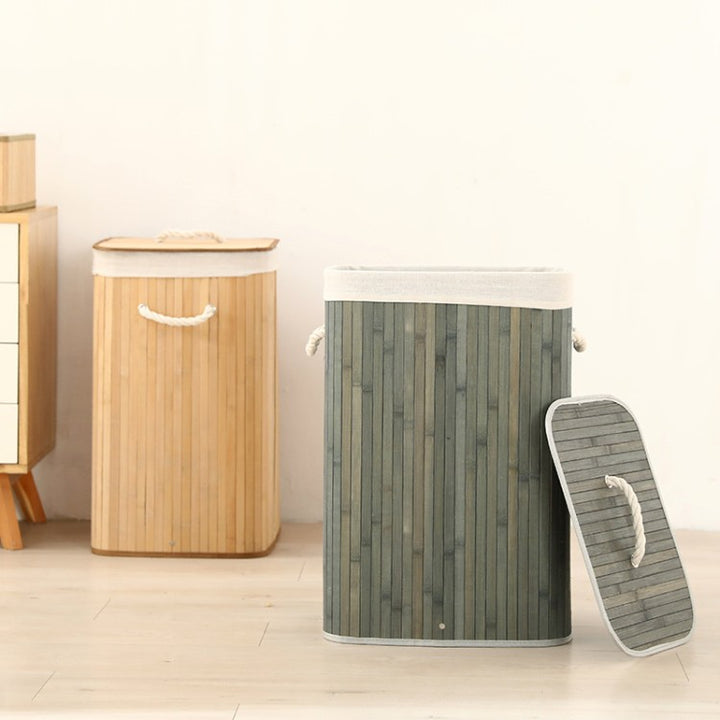 Laundry basket made of natural bamboo by Bowlift