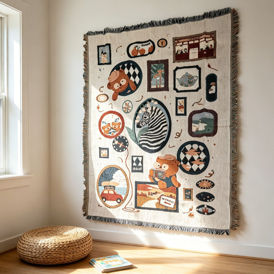 Whimsical Animal-Themed Wall Tapestry