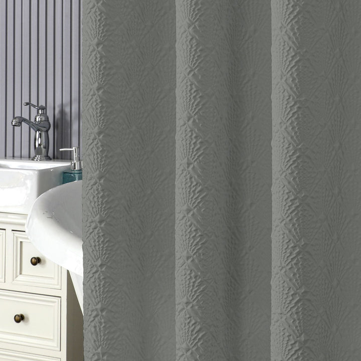 Textured Leaf Motif Shower Curtain Bowlift