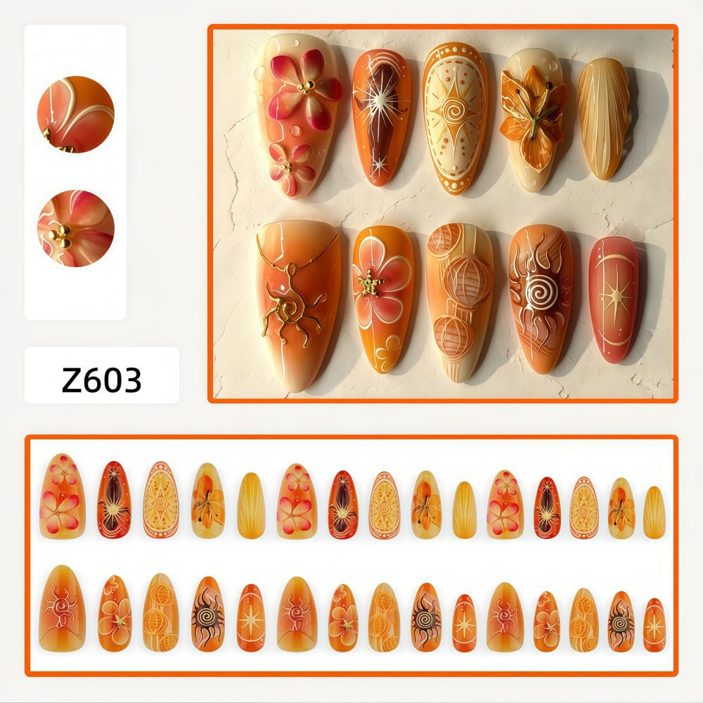 Artificial nails with elegant floral design Bowlift