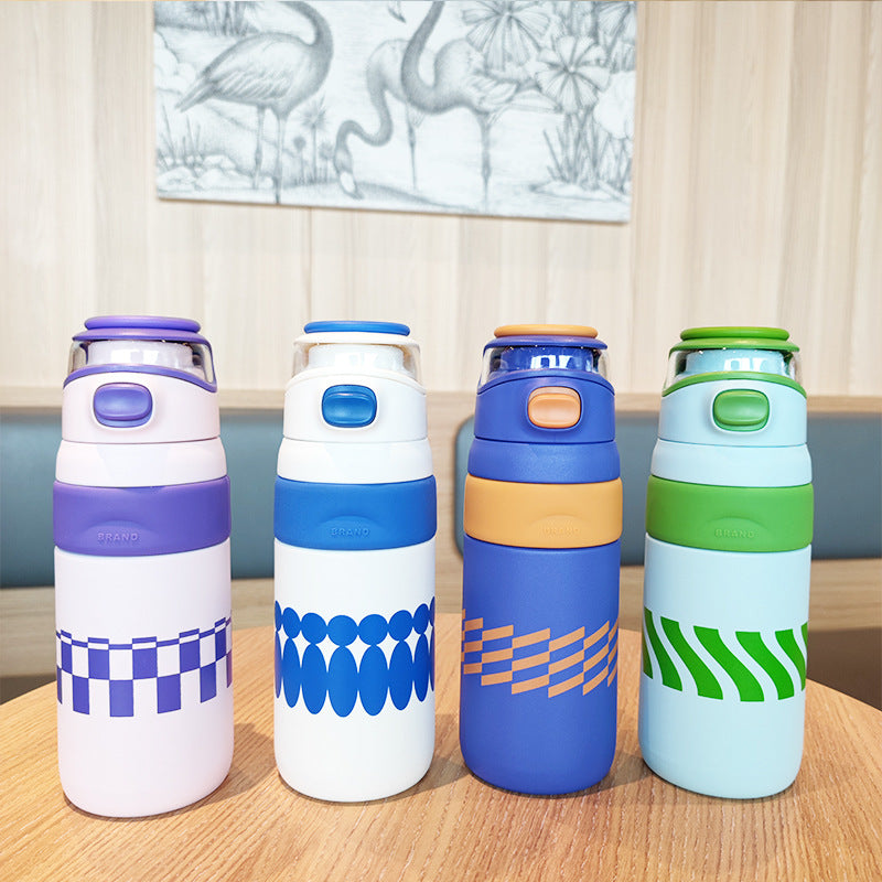 Women's BPA-free water bottle with innovative safety closure Bowlift