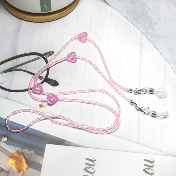 Heart-Embellished Beaded Eyewear Chain Bowlift