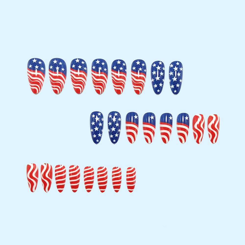 Creative artificial nails with patriotic design Bowlift