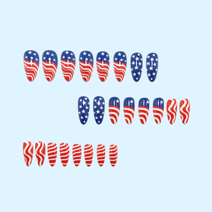 Creative artificial nails with patriotic design Bowlift