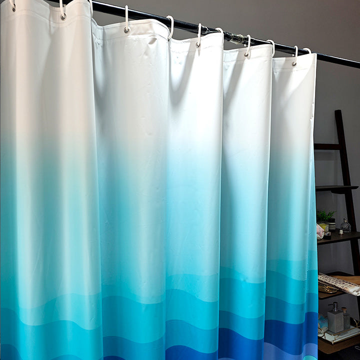 Gradient Wave Pattern Shower Curtain Bowlift