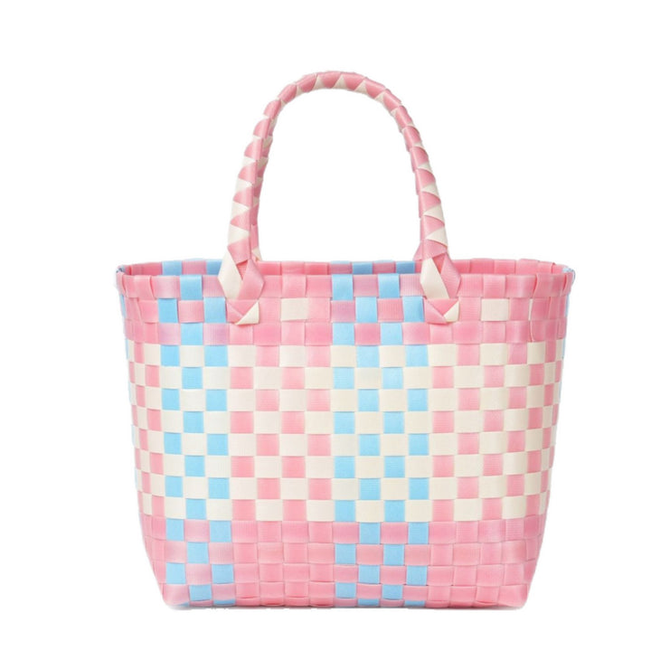 Handwoven basket bag with modern structural pattern Bowlift