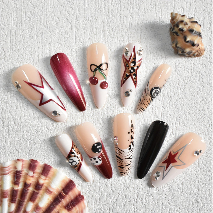 Artistic Stiletto Press-On Nail Set with Unique Designs Bowlift