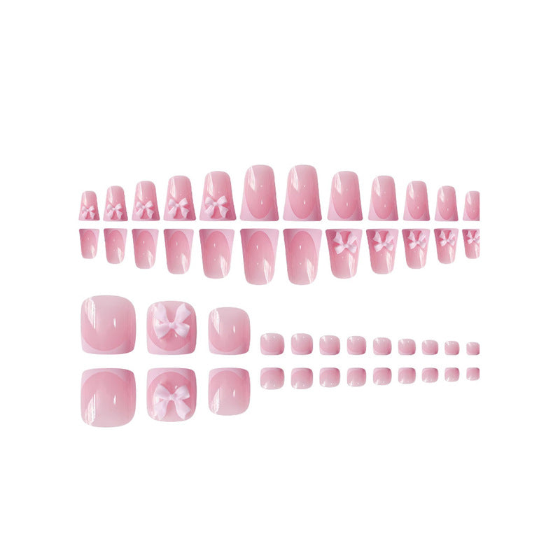 Decorative Press-On Nail Art with Bow Accents Bowlift