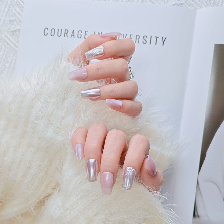 Elegant French Tip Press-On Nails Bowlift