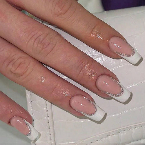 Decorative French Tip Press-On Nail Set Bowlift