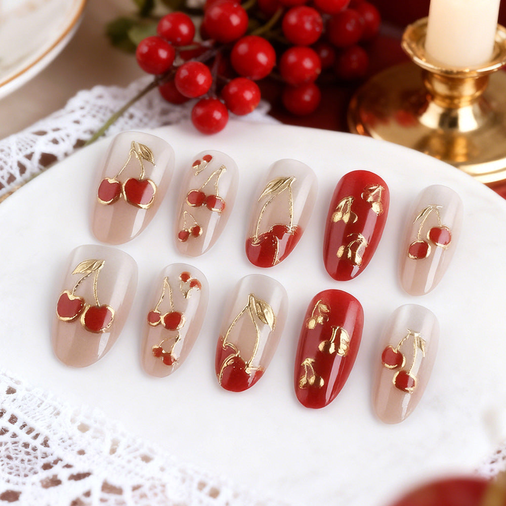 Artistic Cherry Blossom Press-On Nails Bowlift