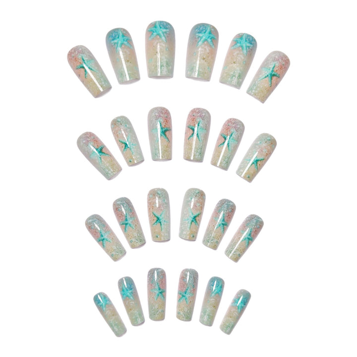 Glittering artificial nails with maritime star motif Bowlift