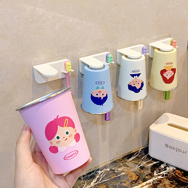 Wall-mounted toothbrush holder with funny cartoon design Bowlift