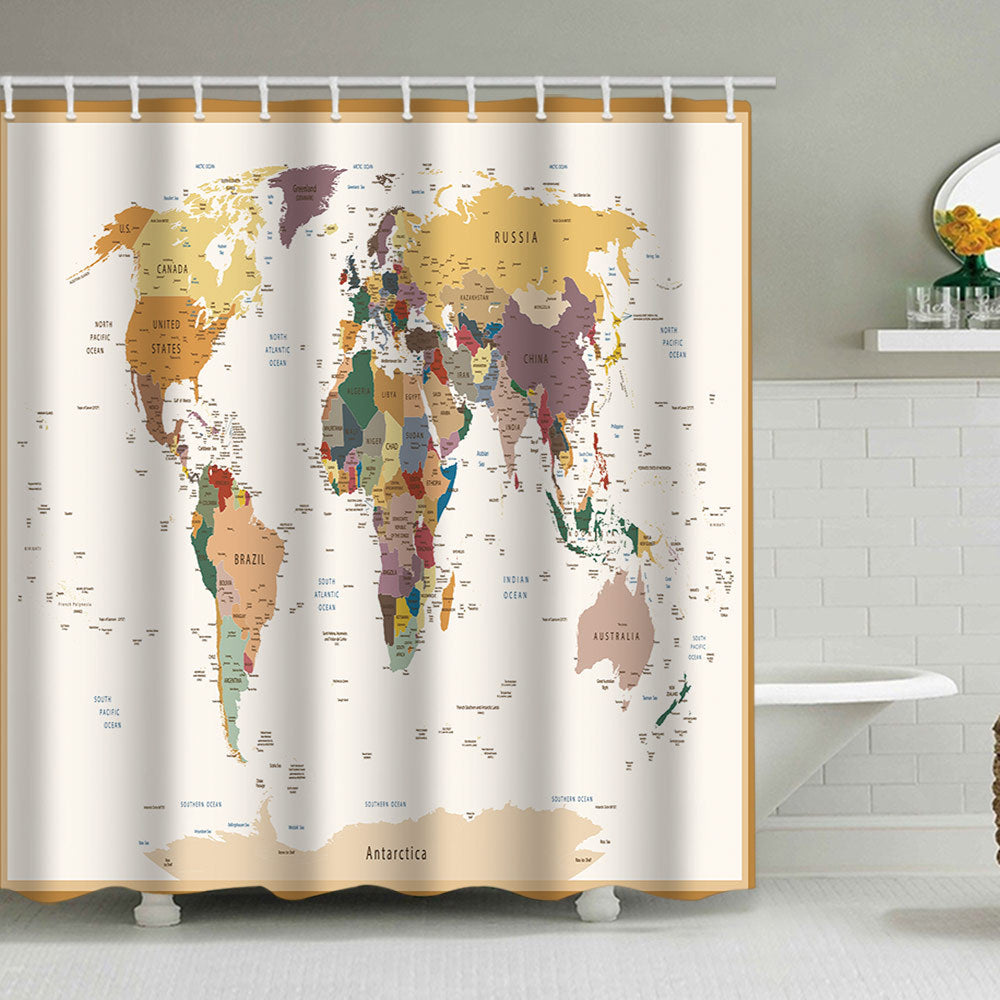 Vintage World Map Shower Curtain Bowlift