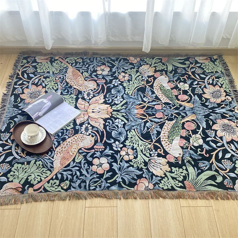 Woven Floral Tapestry Blanket