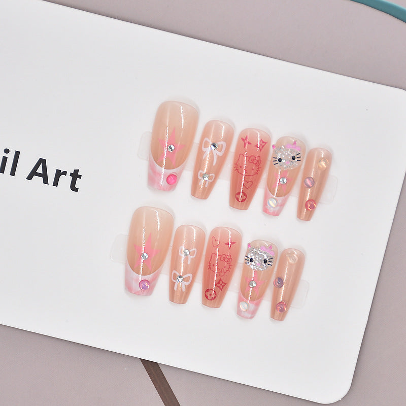 Whimsical Cartoon-Themed Press-On Nail Art Bowlift