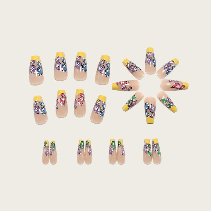 Nail set with intricate butterfly design Bowlift