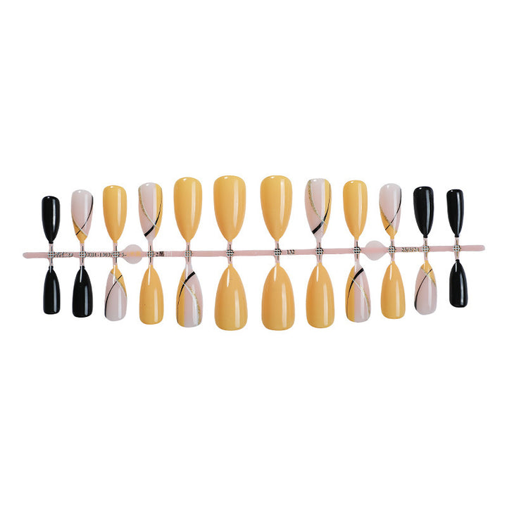 Acrylic Nail Set with Creative Gradient and Elegant Lines Bowlift