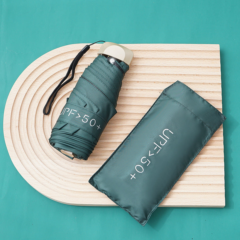 Compact UV-Protective Foldable Travel Umbrella with Pouch Bowlift