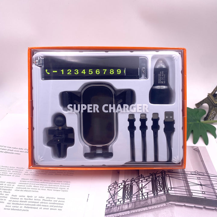 Unisex cordless car charging holder with integrated phone holder Bowlift