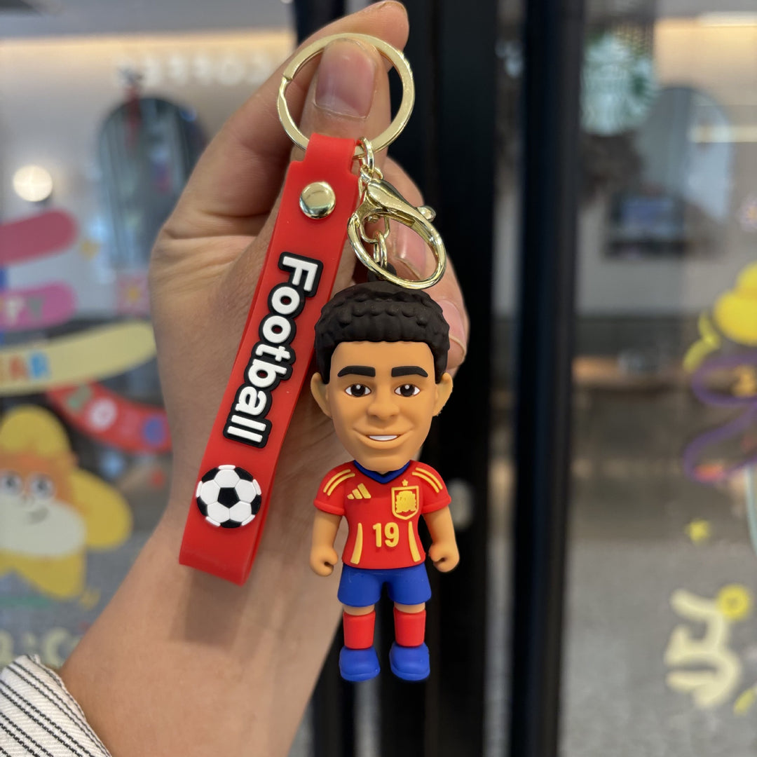 Collectible soccer player rubber keychain Bowlift