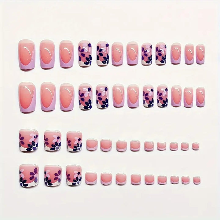 Floral and French Tip Pedicure Set Bowlift
