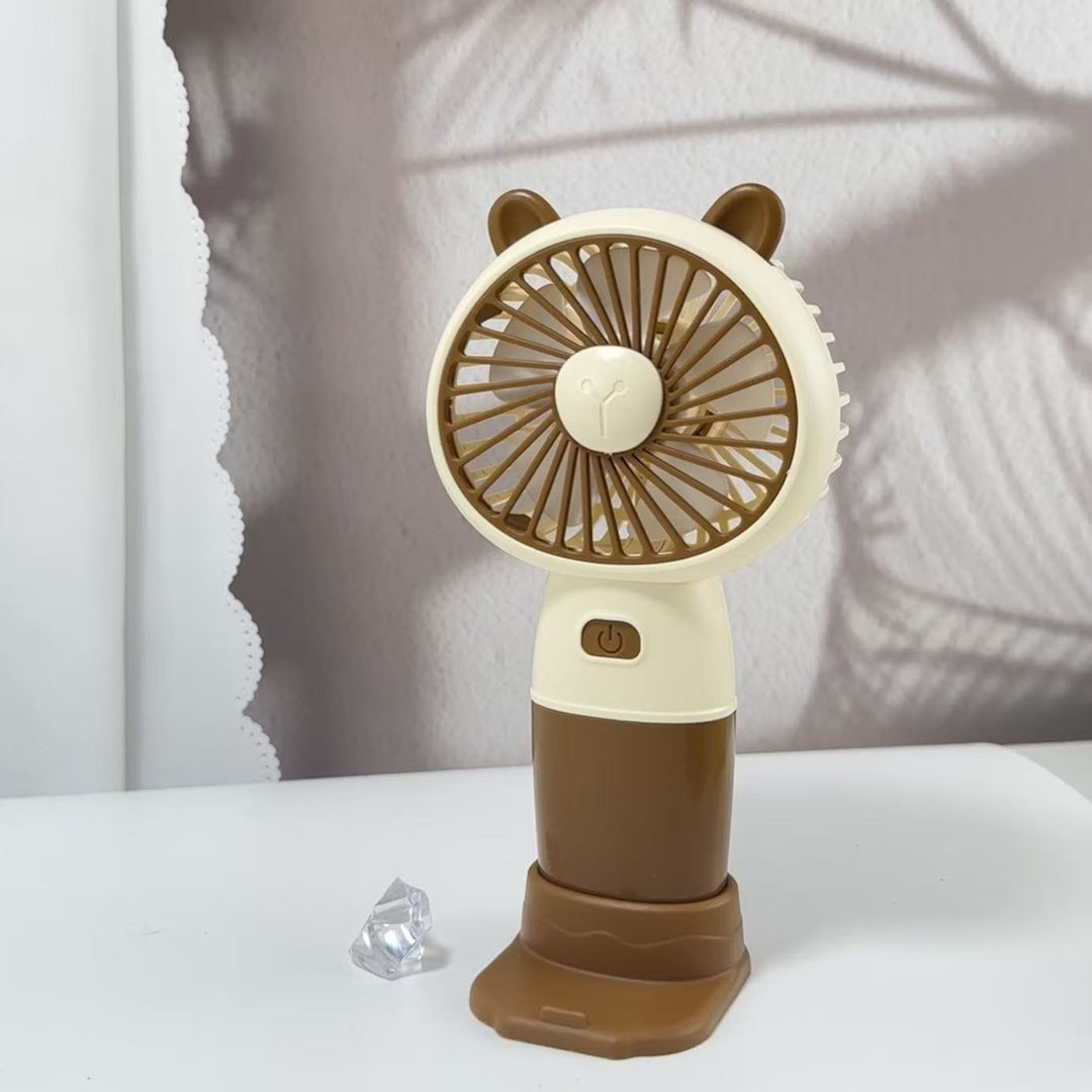 Ladies Portable Hand Fan with Animal Ears Bowlift