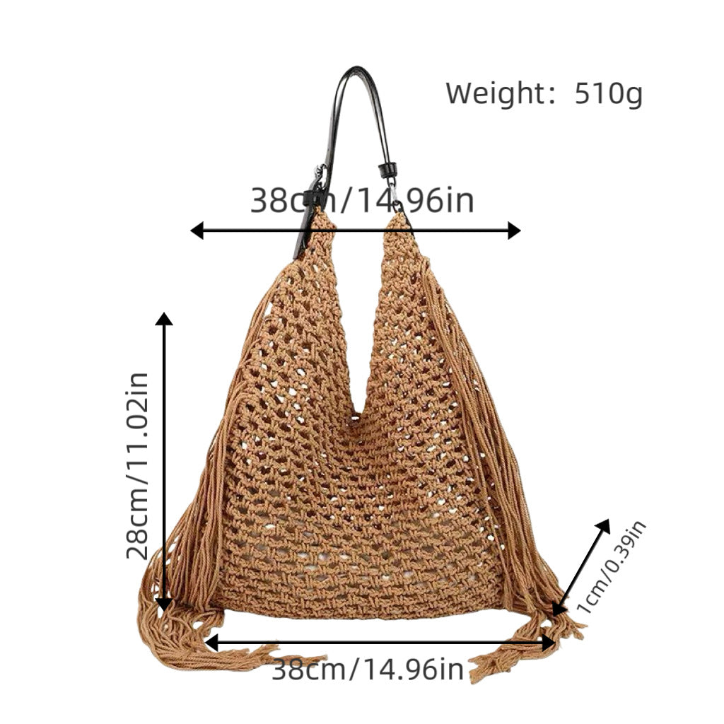 Structured beach bag with fringe details Bowlift