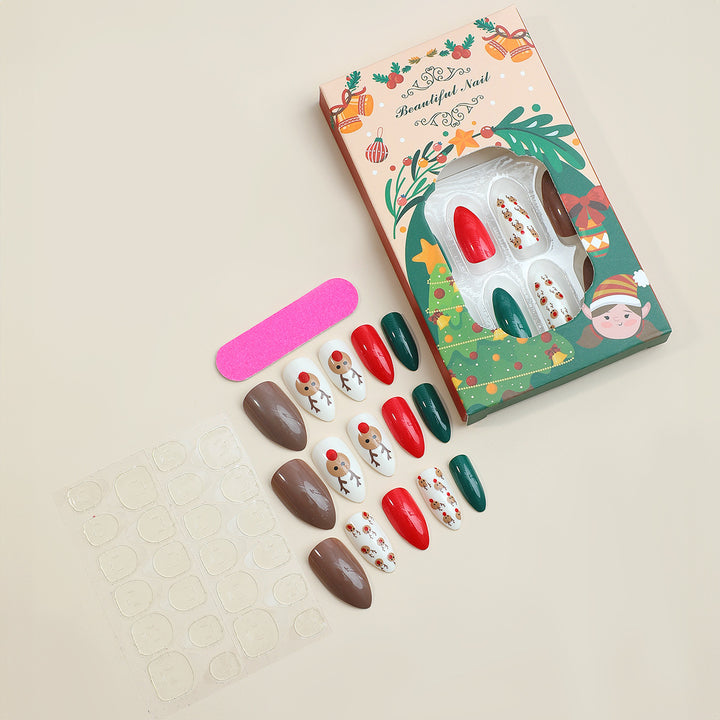 Acrylic nail set with festive Christmas motifs Bowlift 1789119049