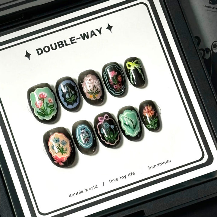Whimsical Bunny-Themed Press-On Nail Art Set Bowlift