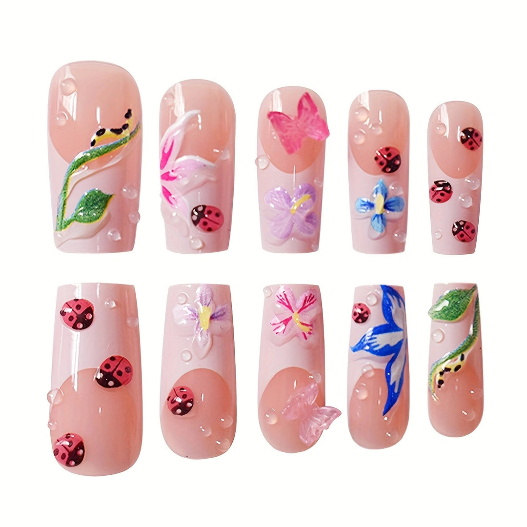 Floral Art Press-On Nails Bowlift