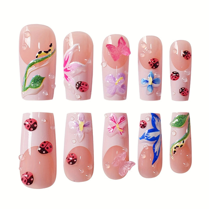 Floral Art Press-On Nails Bowlift