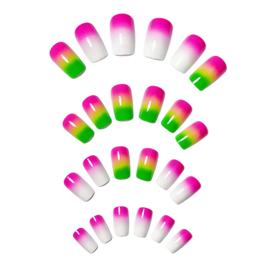 Creative Gel Nails with Neon Gradient Bowlift