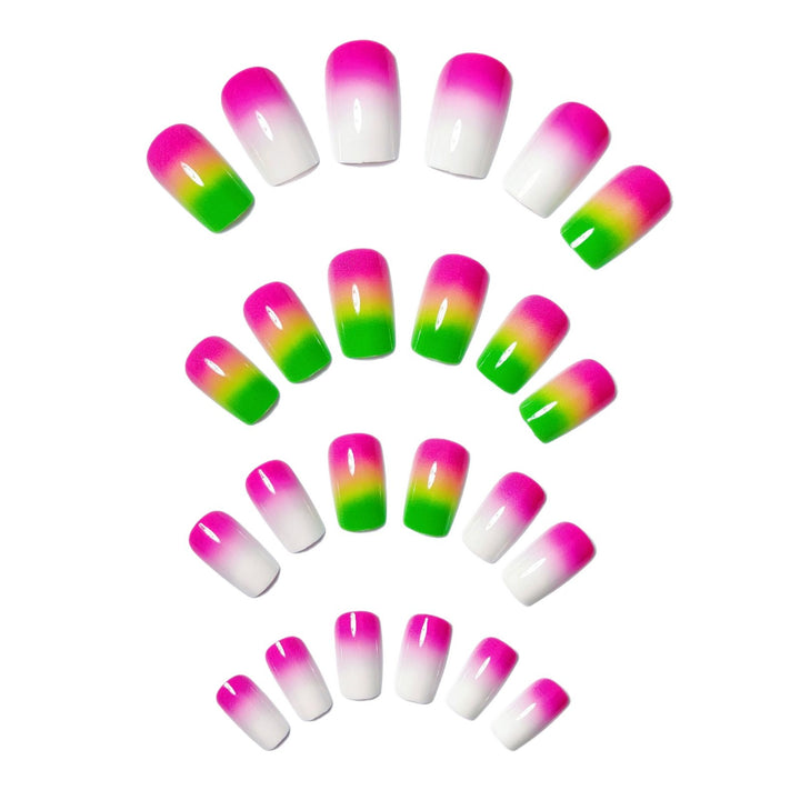 Creative Gel Nails with Neon Gradient Bowlift