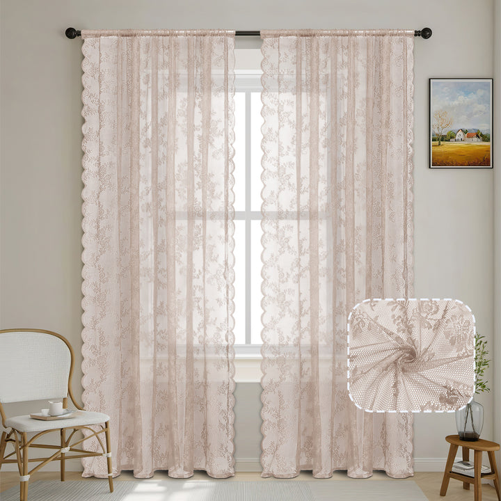 Elegant Floral Lace Window Drapes
