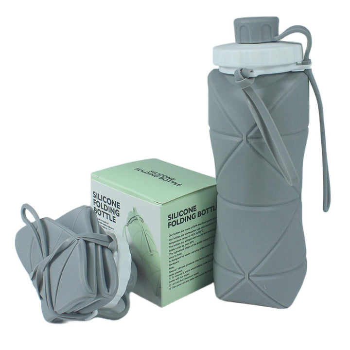 Collapsible Silicone Water Bottle with Leakproof Screw Cap and Carry Strap Bowlift