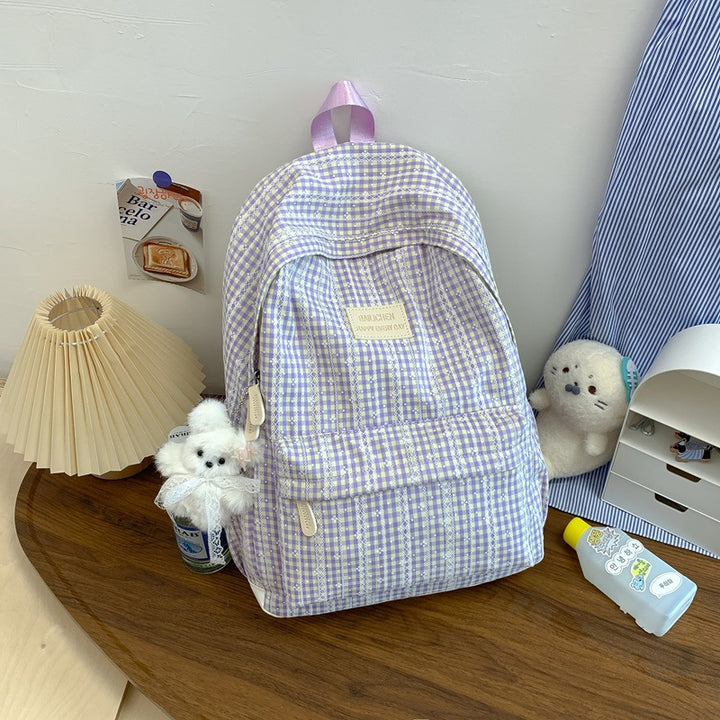 Gingham Patterned Casual Backpack