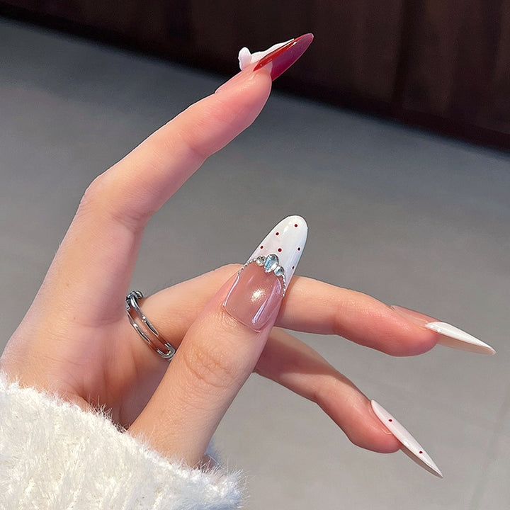 Decorative Press-On Nails with Bow and Gem Accents Bowlift