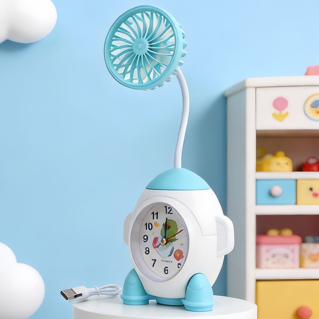Ladies multifunctional table clock with integrated fan Bowlift