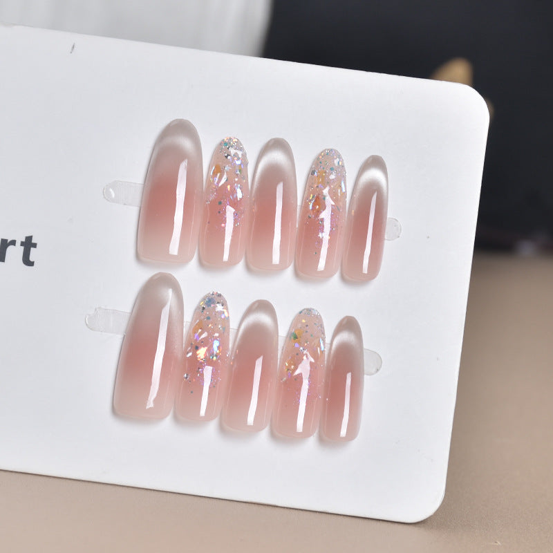 Artistic Gem-Accented Press-On Nail Extensions Bowlift